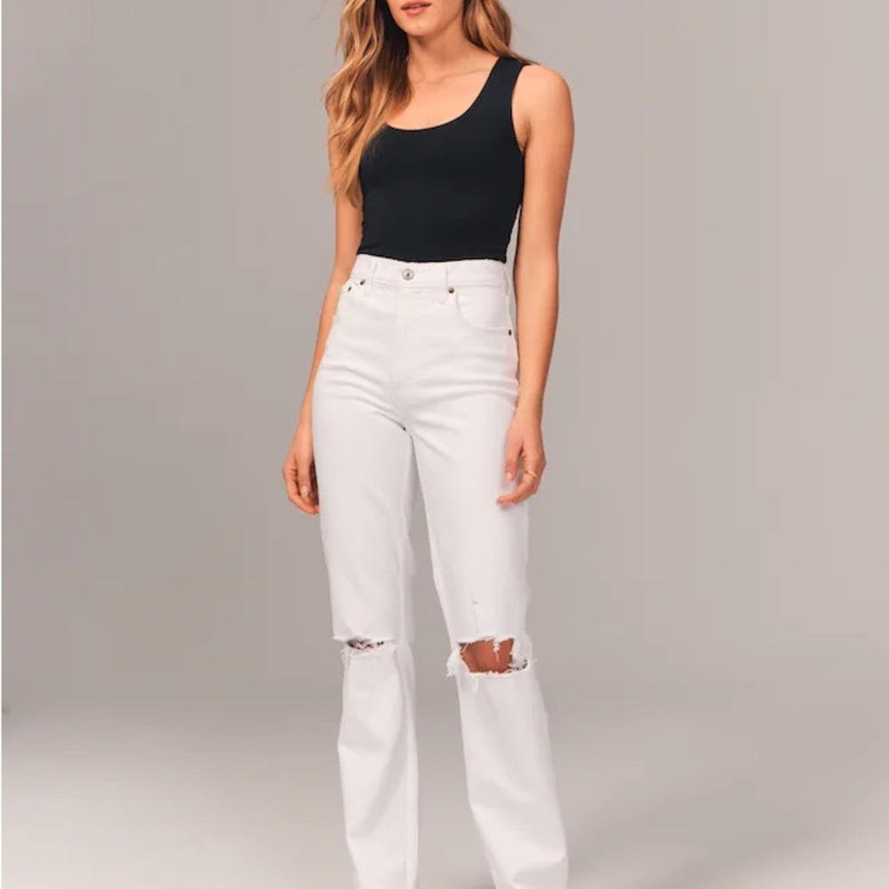 A&F Vintage Stretch Denim Ultra High Rise 90s Straight Jean
